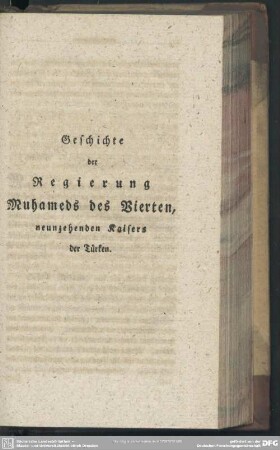Geschichte der Regierung Muhameds des Vierten, neunzehenden Kaisers der Türken