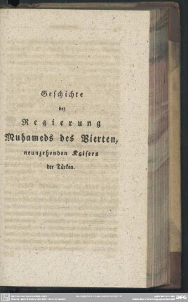 Geschichte der Regierung Muhameds des Vierten, neunzehenden Kaisers der Türken
