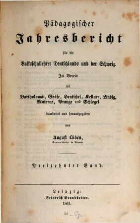 Pädagogischer Jahresbericht : von ..., 13. 1861