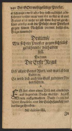 Drittens/ Wie sich ein Priester gegen sich selbst gebührende verhalten soll.