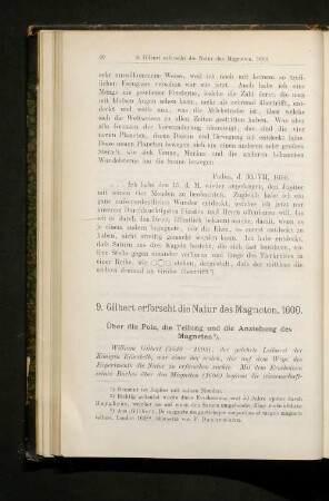 9. Gilbert erforscht die Natur des Magneten. 1600.