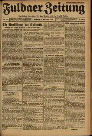 Erste Ausgabe vom Sonntag, den 07. Oktober 1923.