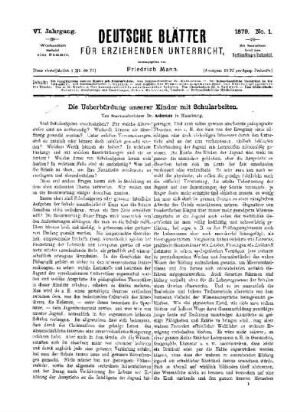 Die Ueberbürdung unserer Kinder mit Schularbeiten