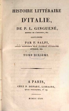 Histoire littéraire d'Italie, 10