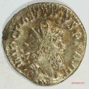 Römische Münze, Nominal Antoninian, Prägeherr Postumus, Prägeort Köln, Original
