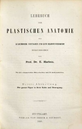 Lehrbuch der plastischen Anatomie für Academische Anstalten und zum Selbstunterricht, 3. Die ganze Figur in ihrer Ruhe und Bewegung