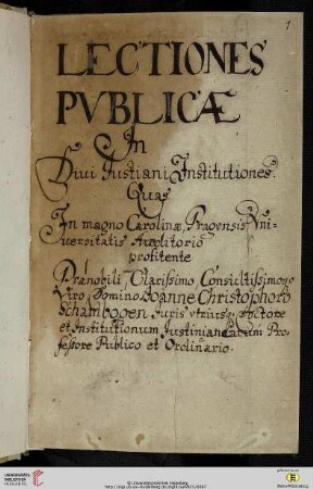 Johann Christoph Schambogen: Praelectiones publicae in divi justiniani institutionum juris