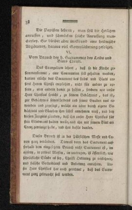 VI. Vom Brauch des h. Sacraments des Leibs und Bluts Christi. [VI. De usu Sacramenti corporis ac sanguinis Christi.]