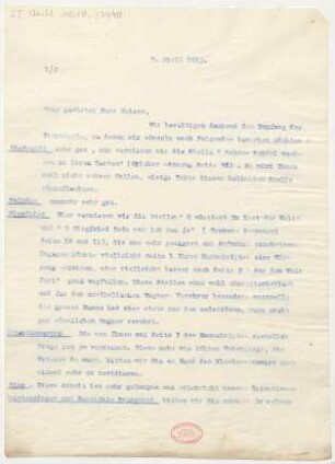 Brief an Alfred Kaiser : 09.04.1913