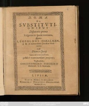 De Substitutionibus, Disputatio prima Vulgarem in specie continens