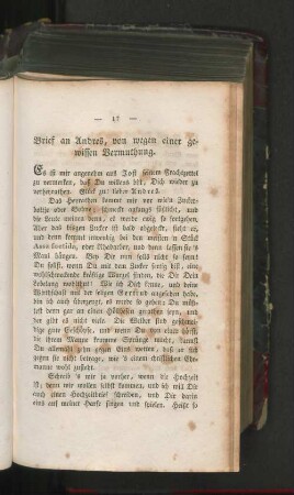 Brief an Andres, von wegen einer gewissen Vermuthung.
