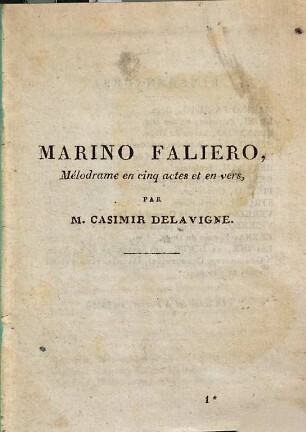 Marino Faliero : mélodrame en cinq actes et en vers