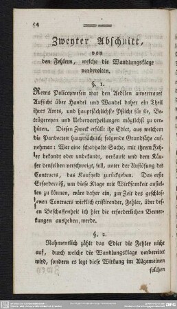 Zweyter Abschnitt, von den Fehlern, welche die Wandlungsklage vorbereiten
