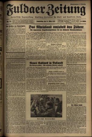 Ausgabe vom Donnerstag, den 31. März 1938.