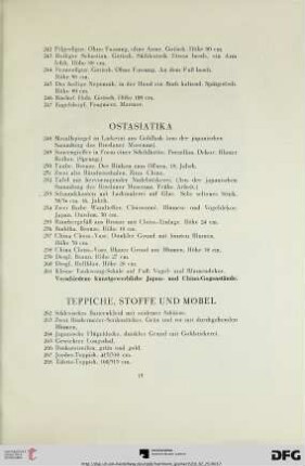 Teppiche, Stoffe und Möbel (Nr. 262-279)