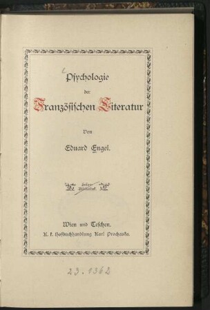 Psychologie der französischen Literatur