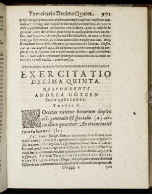 Exercitatio Decima Quinta