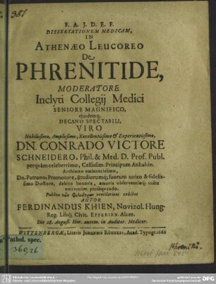 Dissertationem medicam...de phrenitide