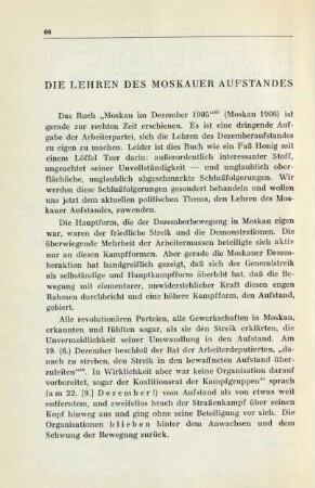 Die Lehren Des Moskauer Aufstandes