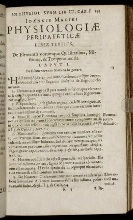 Liber Tertius. De Elementis eorumque Qualitatibus, Mistione & Temperamentis