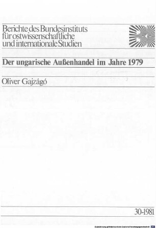 Der ungarische Außenhandel im Jahre 1979