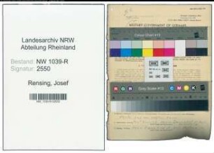 Entnazifizierung Josef Rensing , geb. 15.03.1884 (Angestellter)