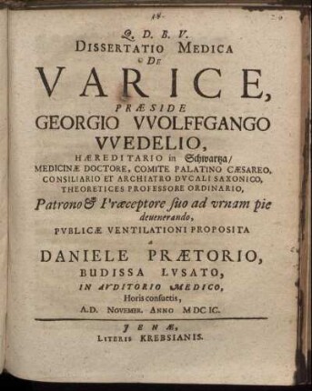 Dissertatio Medica De Varice