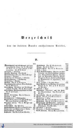 Verzeichniß der im dritten Bande enthaltenen Artikel.