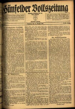 Ausgabe vom Samstag, den 14. August 1920.