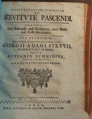 Diss. de servitute pascendi