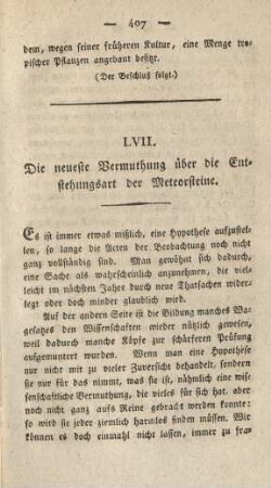 LVII. Die neueste Vermuthung über die Entstehungsart der Meteorsteine