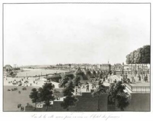 Blick auf Dresden-Neustadt vom Finanzhaus aus : Carl August Richter (1770-1848): Blick auf Dresden-Neustadt vom Finazhaus aus. Kupferstich; kol.; 52 x 63 cm, um 1830