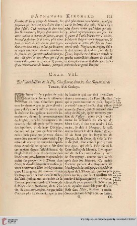 Chap. VII: De l'introduction de Foy Chrestienne dans les dits royaumes de Tartarie, & de Cathaye