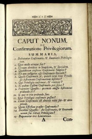 Caput Nonum. De Confirmatione Privilegiorum.
