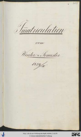 [S. 309] Wintersemester 1829/30