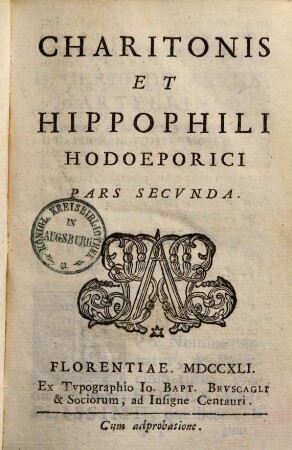 Charitonis et Hippophili Hodoeporici pars ..., Pars secunda