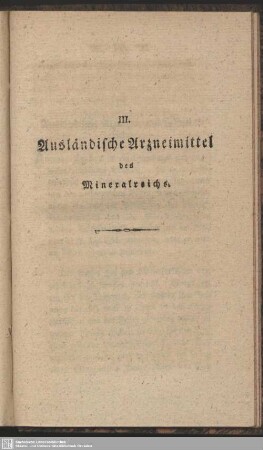 III. Ausländische Arzneimittel des Mineralreichs