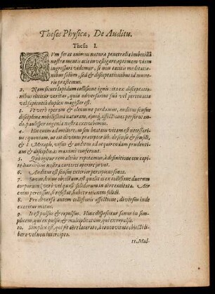 Theses Physicae, De Auditu.