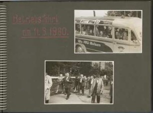 Album mit Fotografien Erich Hellers von einem Betriebsausflug 1960 nach Annaberg : Album mit Fotografien Erich Hellers von einem Betriebsausflug 1960 nach Annaberg. Kunstledereinband mit Spiralbindung,geprägt, z. T. Goldprägung; 23 x 31 x 2 cm (23 x 31 x 2 cm). Dresden: SLUB/DF 2017.D.45