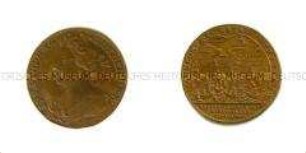 Deutschland, Nürnberger Rechenpfennig von Lazarus Gottlieb Lauffer auf Königin Anna von Großbritannien (lateinisch)