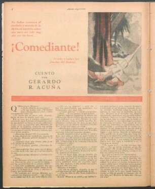 ¡Comediante! : Cuento por Gerardo R. Acuña