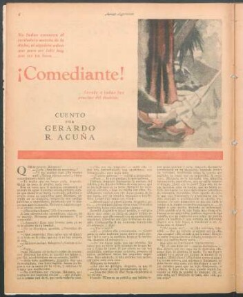 ¡Comediante! : Cuento por Gerardo R. Acuña