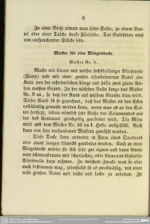 Muster für eine Wiegendecke. Muster Nr. 9