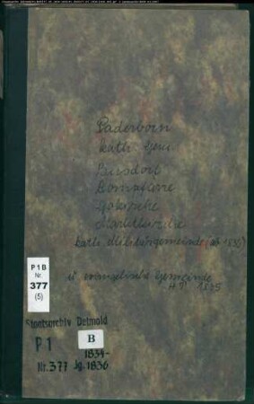 Kirchenbuchduplikat der katholischen Gemeinden in Paderborn, Kreis Paderborn (GHT 1834-1836) (Gemeinde: Katholische Gemeinden Paderborn )