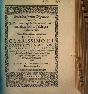 De fideiussoribus disputatio