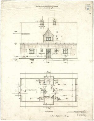 Bestelmeyer, German; Murnau am Staffelsee (Bayern); Ev. Kirche und Pfarrhaus - Pfarrhaus (Ansicht; Grundriss DG)