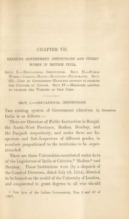 Chapter VII. Existing government institutions and public works in British India