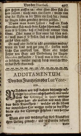 Additamentum Von den Frantzosen oder Lue Venerea.