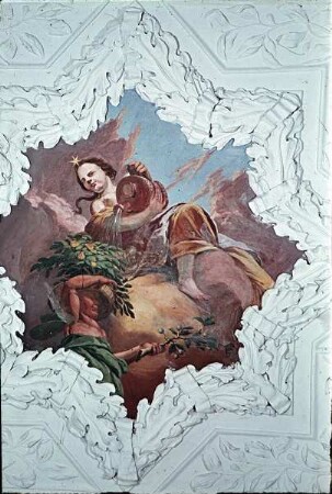 Innendekoration des Treppenhauses — Deckendekoration des Treppenhauses — Allegorie fürstlichen Landlebens — Pomona