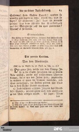 Die zweyte Lection.